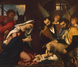 Lorenzo Lotto, <em>Adoração dos pastores</em>, (1530).<br> Brescia, Pinacoteca Cívica. © 2011. Foto Scala, Florença.