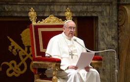 Papa Francisco durante a Audiência com os Cardeais.